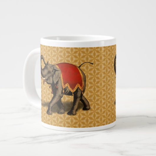 Indische olifant met rode doek grote koffiekop (Links)