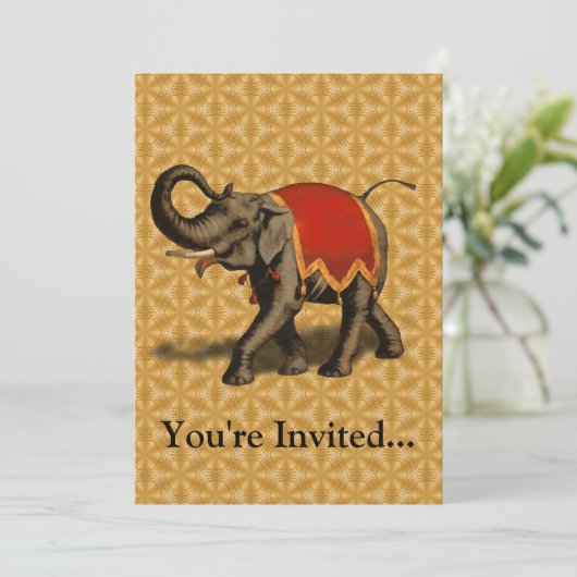 Indische olifant met rode doek kaart (Staand voorkant)