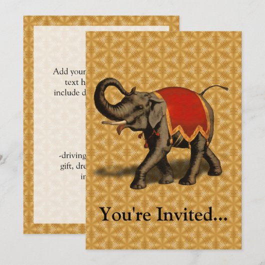 Indische olifant met rode doek kaart (Voorkant / Achterkant)