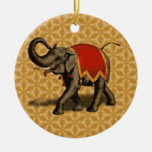 Indische olifant met rode doek keramisch ornament