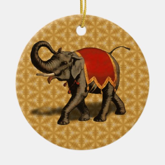 Indische olifant met rode doek keramisch ornament (Voorkant)