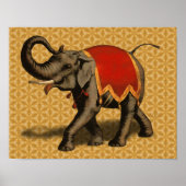 Indische olifant met rode doek poster (Voorkant)