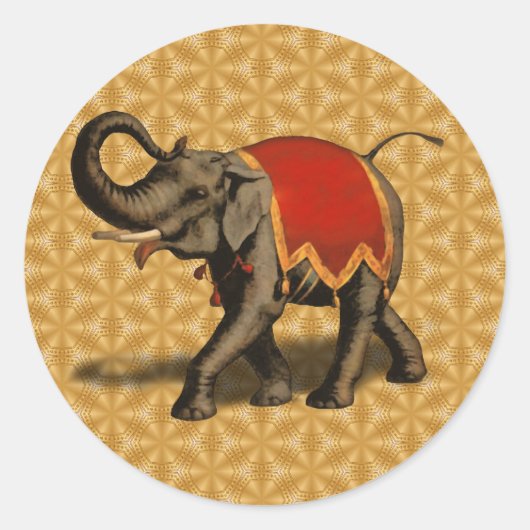 Indische olifant met rode doek ronde sticker (Voorkant)