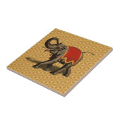 Indische olifant met rode doek tegeltje (Zijkant)