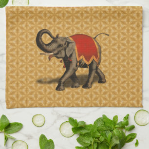 Indische olifant met rode doek theedoek