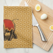 Indische olifant met rode doek theedoek (Quarter Fold)