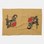 Indische olifant met rode doek theedoek (Horizontaal)