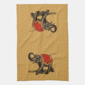Indische olifant met rode doek theedoek (Verticaal)