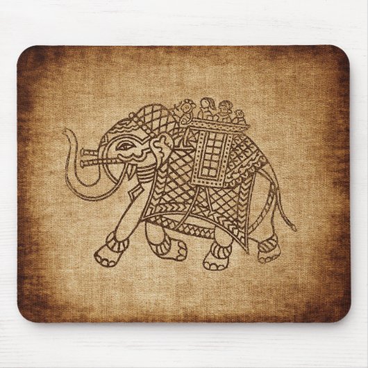 Indische olifant op Burlap Muismat (Voorkant)