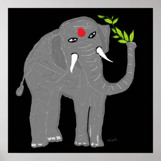 Indische olifant poster (Voorkant)