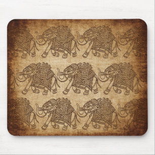Indische Olifant Stof Stempel op Jute 2 Muismat