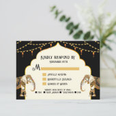 Indische olifant verlichting Bruiloft RSVP reactie Kaartje (Staand voorkant)