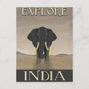 Indische olifant vintage-poster briefkaart