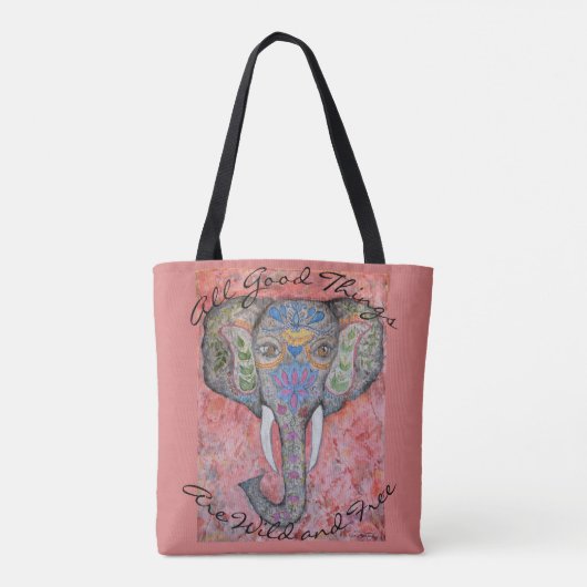 Indische olifant Waterverf Art Canvas tas (Achterkant)