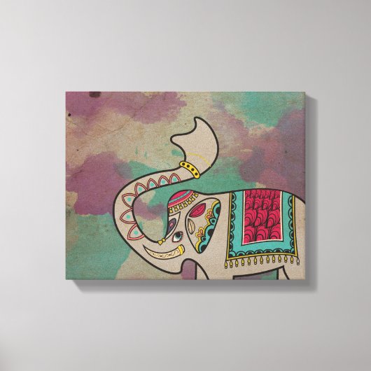 Indische olifant Waterverf Canvas Wandkunst (Voorkant)