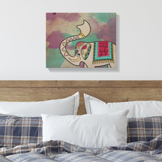 Indische olifant Waterverf Canvas Wandkunst Afdruk (Insitu (Slaapkamer))