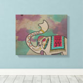 Indische olifant Waterverf Canvas Wandkunst Afdruk (Insitu (Houten vloer))