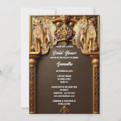 Indische olifanten bloemengoud luxe vrijgezellenfe kaart (Voorkant)