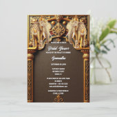 Indische olifanten bloemengoud luxe vrijgezellenfe kaart (Staand voorkant)