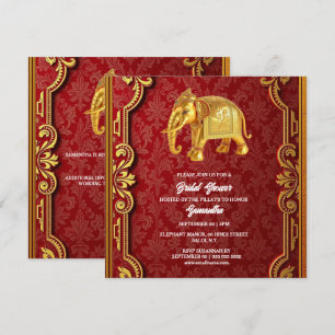 Indische olifanten Bourgondië goud Hindoe douche Feestdagenkaart