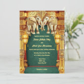 Indische olifanten gouden groene lantaarns luxe kaart (Staand voorkant)