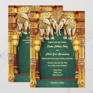 Indische olifanten gouden groene lantaarns luxe kaart