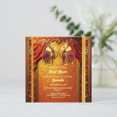 Indische olifanten gouden rode henna luxe bruids feestdagenkaart (Staand voorkant)