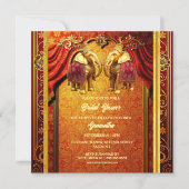 Indische olifanten gouden rode henna luxe bruids feestdagenkaart (Voorkant)