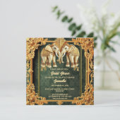 Indische olifanten groen goud  vrijgezellenfeest feestdagenkaart (Staand voorkant)