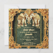 Indische olifanten groen goud  vrijgezellenfeest feestdagenkaart (Voorkant)
