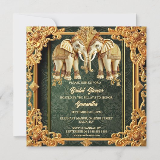 Indische olifanten groen goud  vrijgezellenfeest feestdagenkaart (Voorkant)