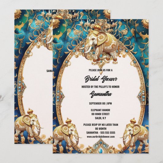 Indische olifanten Hindi Hindoe waterverf blauw go Kaart (Voorkant / Achterkant)