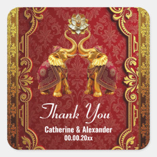 Indische olifanten Hindi lotus bloem koninklijk go Vierkante Sticker