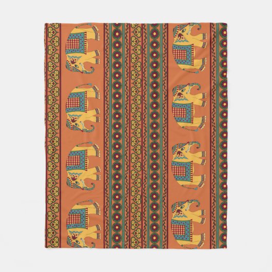 Indische olifanten, Sinaasappel Traditional Seamle Fleece Deken (Voorkant)