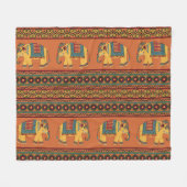Indische olifanten, Sinaasappel Traditional Seamle Fleece Deken (Voorkant (Horizontaal))