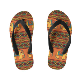 Indische olifanten, Sinaasappel Traditional Seamle Kinder Teenslippers