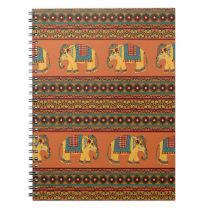 Indische olifanten, Sinaasappel Traditional Seamle Notitieboek