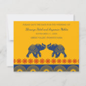 Indische olifantenbruiloft bewaart de datum kaart (Voorkant)