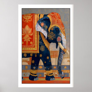 Indische Olifantprint, Sierlijke Gedesigneerde Sla Poster