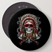 Indische opperkop Indische natief Ronde Button 6,0 Cm (Voorkant /achterkant)