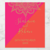 Indische Oranje goudbruine goudbruin Wijn Etiket (Enkel label)