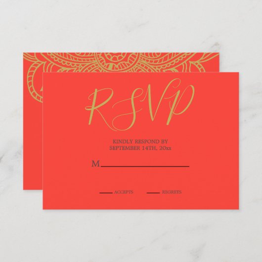 Indische Oranje goudkleurige gouden kleuren met ee Informatiekaartje (Voorkant / Achterkant)