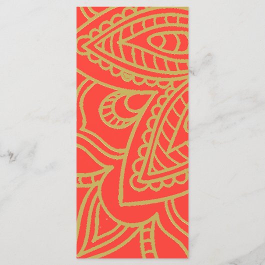 Indische Oranje goudkleurige kleurenkleuren Menu (Achterkant)