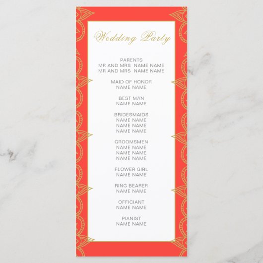 Indische Oranje goudweddenschappen Programmakaart (Achterkant)