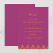 Indische Oranje roze mehndi hindu bruiloft - detai Informatiekaartje (Voorkant / Achterkant)