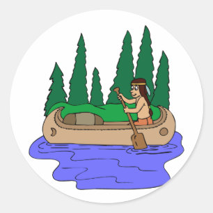 Indische Paddles Canoe Ronde Sticker