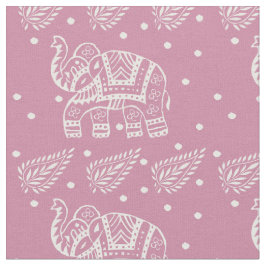 Indische Paisley en olifant blokdruk Roze Rose Stof