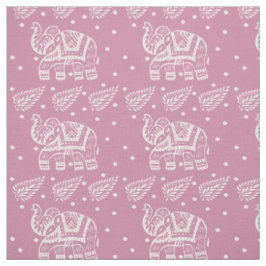 Indische Paisley en olifant blokdruk Roze Rose Stof