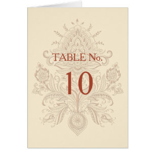 Indische Paisley - Kaart met tabelnummer