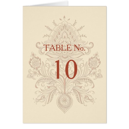Indische Paisley - Kaart met tabelnummer (Voorkant)